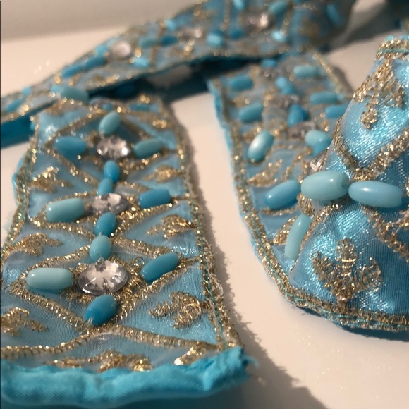 BELT/SCARF/CHOKER TURQUOISE BEADS & GEMS - Picture 4 of 8